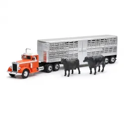 New-Ray Toys #SS-16116B 1:43 1949 Peterbilt 380 Truck w/ Livestock Hauler & Cattle