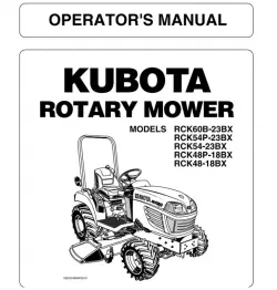 Kubota #K5381-71112 RCK60B-23BX RCK54P-23BX RCK54-23BX Mower Deck Operator's Manual