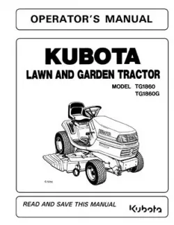 Kubota TG1860 Owners Manual  Part #K1211-71214