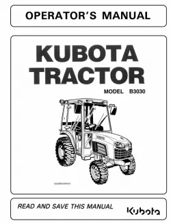 Kubota B3030 (Cab Supplement) Operators Manual Part #6C230-63110
