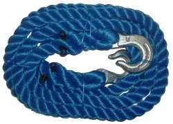 Custom Rope #T025-2 1.375" Diameter Tow Rope, 25000 Lb Tensile Strength, 20 Ft Long, 2 Hooks