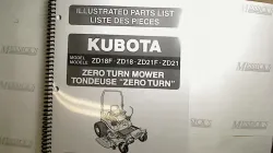 Kubota ZD18/ZD21 Parts Manual Part #97898-41347