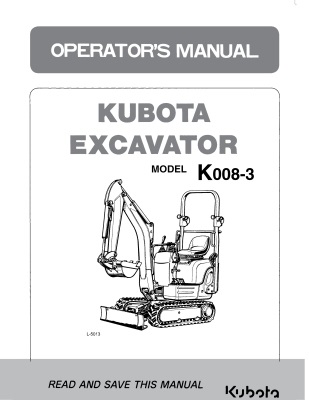 Kubota #RA028-82419 K008-3 Operators Manual
