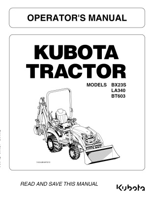 Kubota BX23S Operators Manual Part #K2892-71212