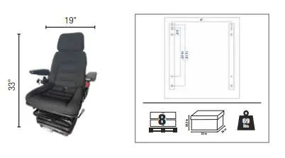 Image 2 for #SEA-33001BEX Deluxe Industrial Suspension Seat, Black