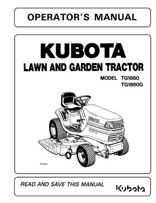Kubota #K1211-71214 TG1860 Owners Manual 