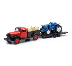 New-Ray Toys #SS-54296B 1:32 1946 Dodge Power Wagon w/ Farm Tractor