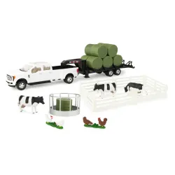 General #47435 1:32 Ford F-350 w/ Trailer, Round Bales & Accessories