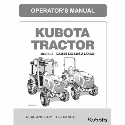 Kubota #6F170-63113 LX3520 LX3520SU LX4020 CAB & ROPS Operator's Manual