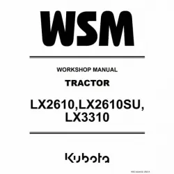 Kubota #9Y111-21579 LX2610 LX2610S LX3310 Cab & ROPS Workshop Manual
