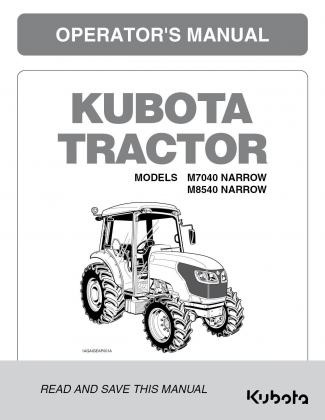 Kubota #3C871-99716 M7040 M8540 Narrow - Cab Operators Manual