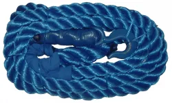 Custom Rope #T075-1 2.5" Diameter Tow Rope, 75000 Lb Tensile Strength, 30 Ft Long, 1 Loop & 1 Hook
