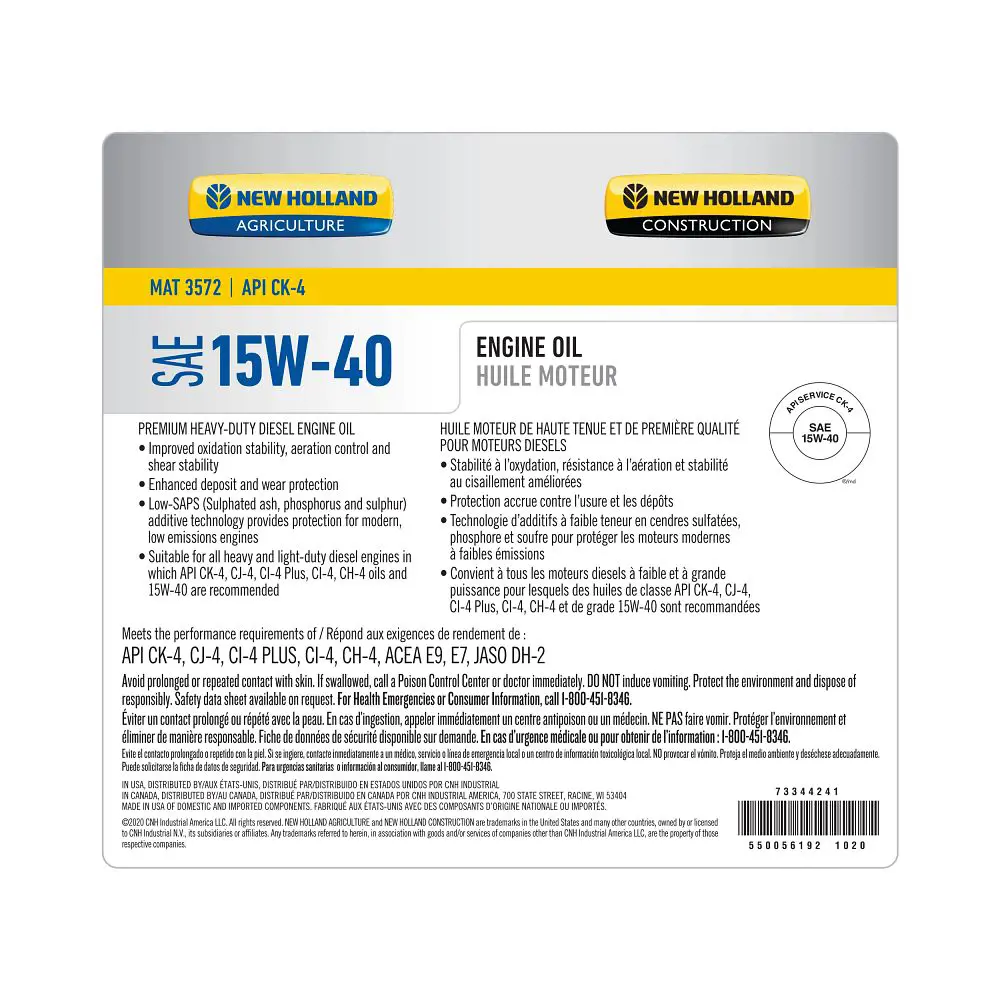 New Holland #73344241 15W-40 CK-4 Engine Oil