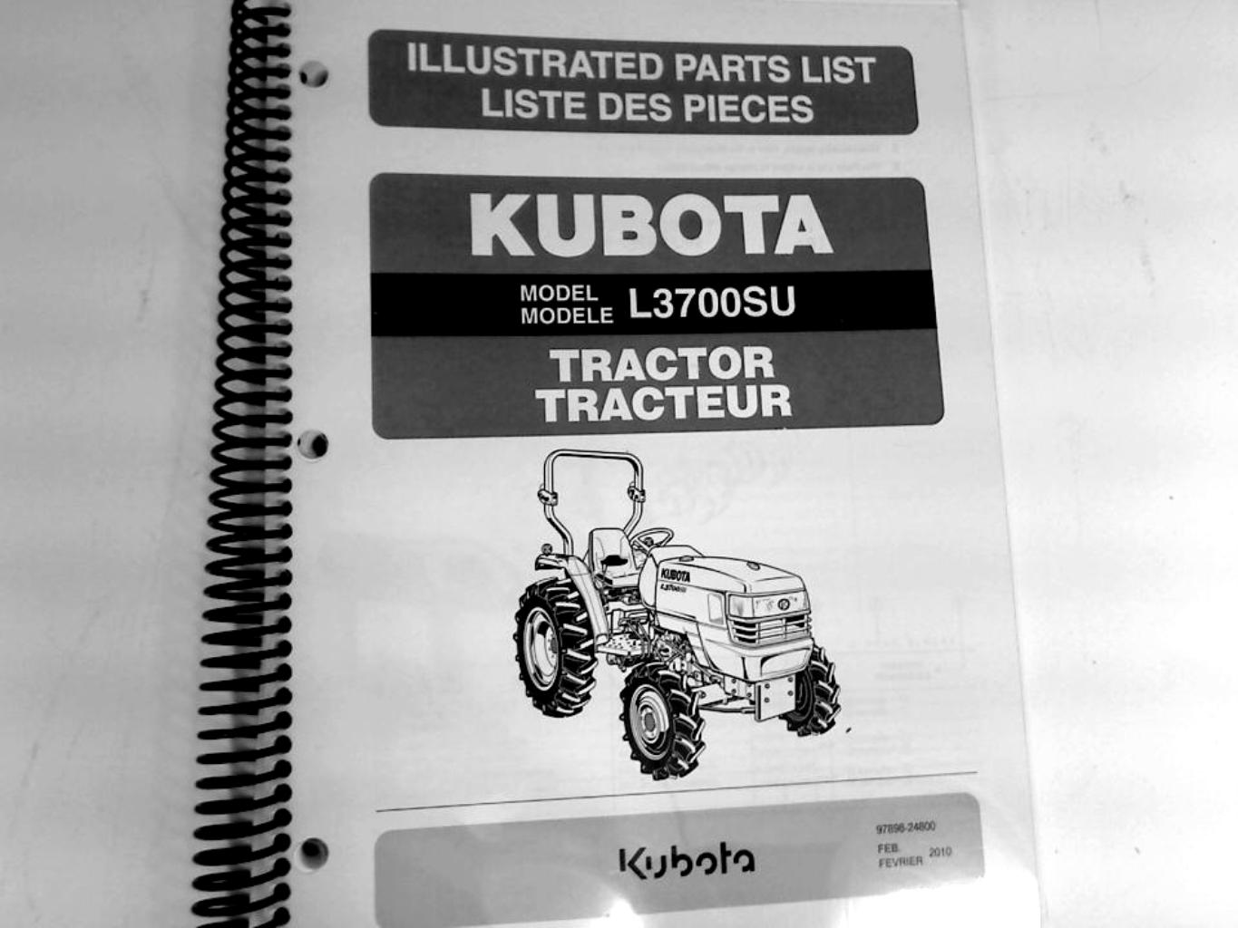 Kubota #97898-24800 L3700SU Parts Manual