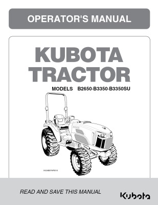 Kubota B2650 B3350 B3350SU Operator's Manual Part #6C410-63112