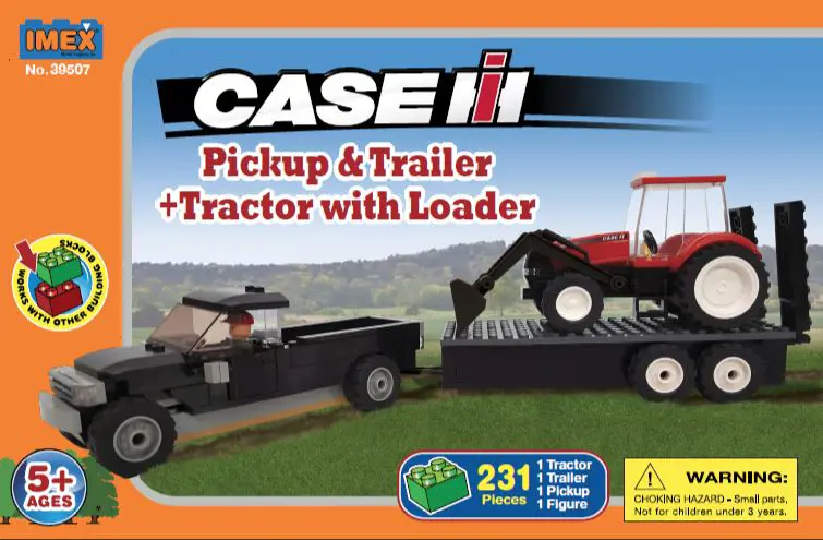 Image 2 for #IMX39507 Case IH Pick Up w/ Trailer & Tractor Building Block Set