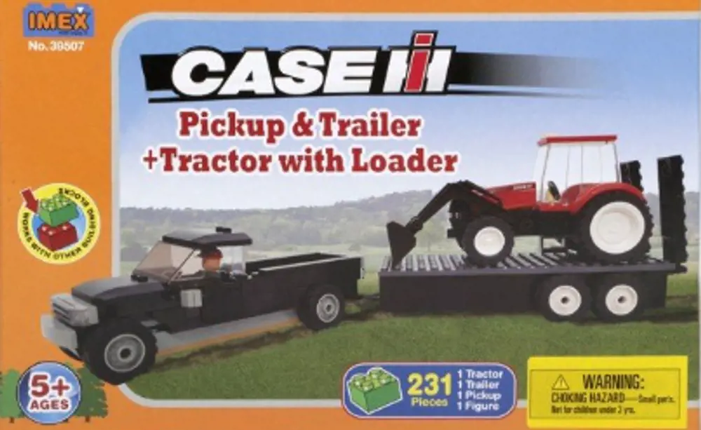 Image 3 for #IMX39507 Case IH Pick Up w/ Trailer & Tractor Building Block Set