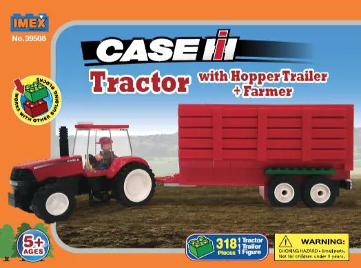 Image 2 for #IMX39508 Case IH Tractor w/ Hopper Trailer Building Block Set