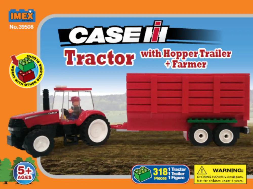 Image 3 for #IMX39508 Case IH Tractor w/ Hopper Trailer Building Block Set