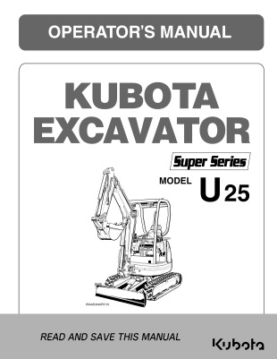 Kubota #RB548-81250 U25 Super Series Operators Manual