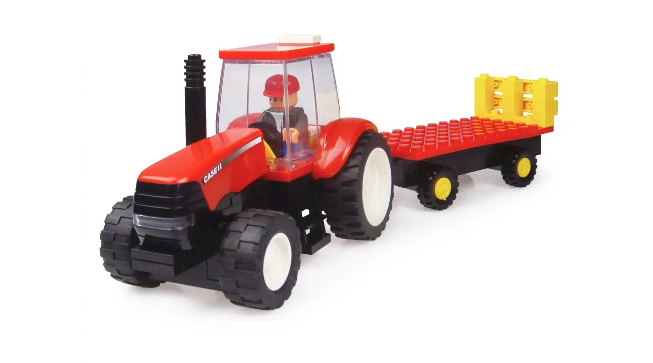 Image 1 for #IMX39504 Case IH Tractor w/ Trailer & Farmer Building Block Kit