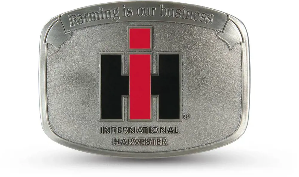 Image 3 for #ZJD618 IH "FARMING IS OUR BUSINESS" BRUSHED PEWTER BELT BUCKLE