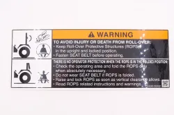 Kubota #TC630-98480 LABEL, ROPS WARN