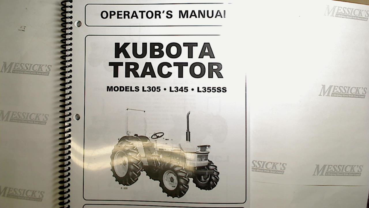 Kubota #35370-19716 L305/L345/L355SS Owners Manual