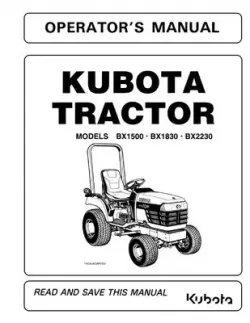 Kubota #K2571-71213 BX1500 BX1830 BX2230 Operators Manual