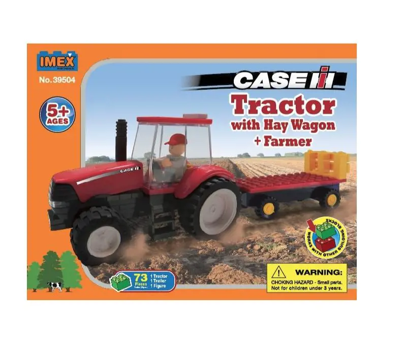 Image 2 for #IMX39504 Case IH Tractor w/ Trailer & Farmer Building Block Kit