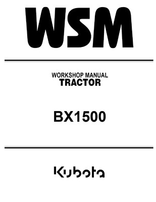 Kubota #9Y011-13061 BX1500 Shop Manual