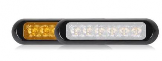 Maxxima Lighting #M20389YWCL-DC Thin Low Profile Dual Color 12 LED Amber / White Clear Lens  Class 1 Warning