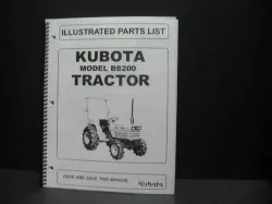 Kubota B8200 Parts Manual Part #97898-20630