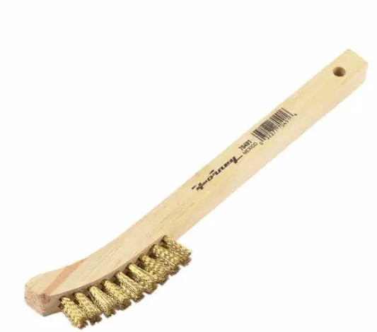 Image 1 for #F70491 Scratch Brush with Curved Handle, Brass, 2 x 9 Rows