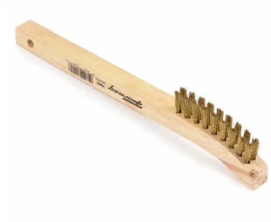Image 2 for #F70491 Scratch Brush with Curved Handle, Brass, 2 x 9 Rows