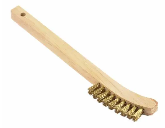 Image 3 for #F70491 Scratch Brush with Curved Handle, Brass, 2 x 9 Rows