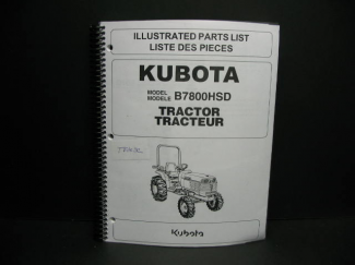 Kubota B7800HSD Parts Manual Part #97898-22681