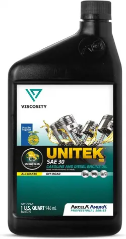 Viscosity #74633DX6US Unitek SAE 30 MG Gasoline & Diesel Engine Oil - Quart