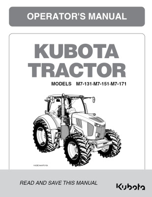 Kubota #3J070-10080 M7-131 M7-151 M7-171 Operators Manual