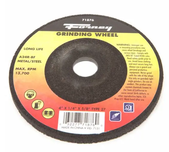 Image 1 for #F71876 Grinding Wheel, Metal, Type 27, 4 in x 1/4 in x 5/8 in