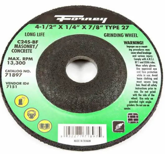 Image 1 for #F71897 Grinding Wheel, Masonry, Type 27, 4-1/2" x 1/4" x 7/8"