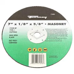Forney #F71893 Cutting Wheel, Masonry, Type 1, 7" x 1/8" x 5/8"