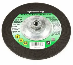 Forney #F71898 Grinding Wheel, Masonry, Type 27, 7 in x 1/4 in x 5/8 in-11