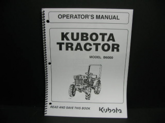 Kubota B6000 Operators Manual Part #66601-61214