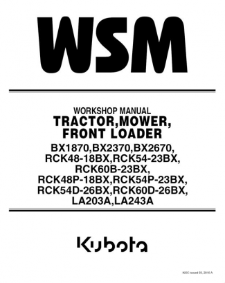 Kubota BX1870D BX2370D & BX2670D Shop Manual Part #9Y111-08553