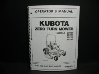 Kubota ZD18/ZD21/ZD25/ZD28 Owners Manual Part #K3151-71273