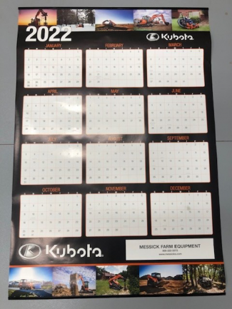 Kubota 2022 Calendar Part#2004015220001