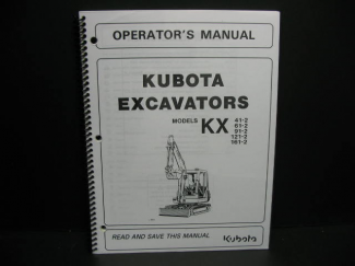 Kubota KX41-2 KX61-2 KX91-2 KX121-2 KX161-2 Operators Manual Part #RC408-81244