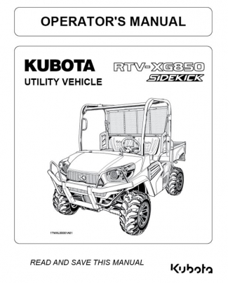 Kubota #K7811-71216 RTV-XG850 Operators Manual
