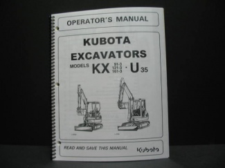 Kubota #RC418-81219 KX91-3/KX121-3/KX161-3/U35 Owners Manuals
